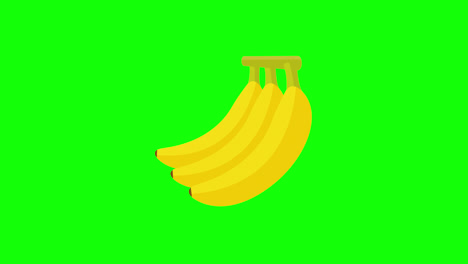 Bananensymbol,-Animierte-Fruchtsymbole.-Bananen-Cartoon-Animation.-Schleifenanimation-Mit-Alphakanal,-Grüner-Bildschirm.
